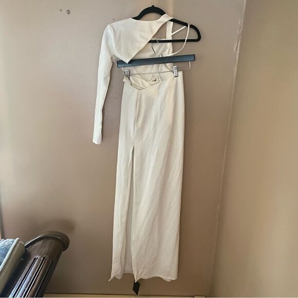 Michael Costello x Revolve Marianna gown maxi dress white cut out high slit XXS - Picture 9 of 11